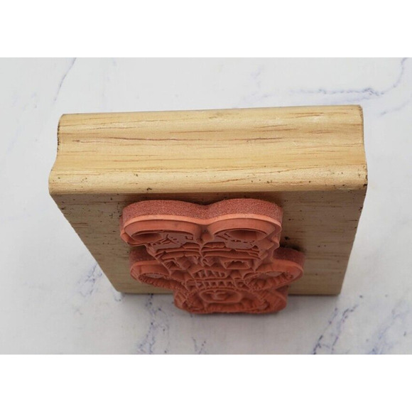 Teddy Bear Plush in Overalls Wood Mounted Rubber Stamp - Picture 2 of 7